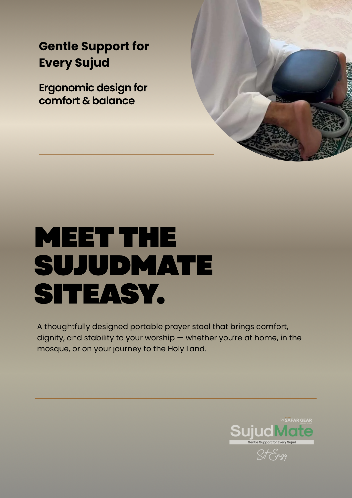 SujudMate SitEasy – Portable Foldable Prayer Stool - Gentle Support for Every Sujud