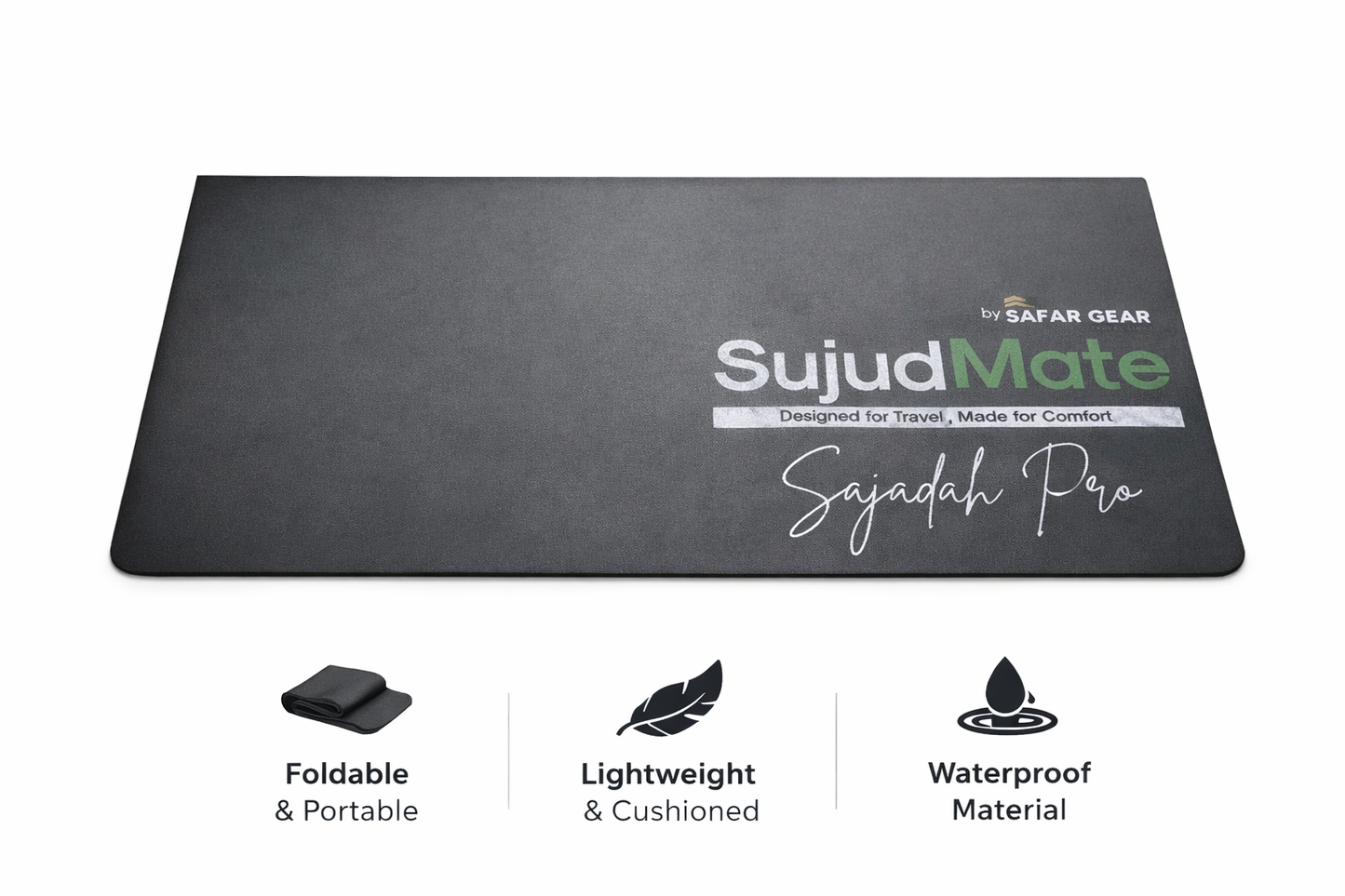SujudMate Sajadah Pro – Extra Thick 3-Fold Comfort Prayer Mat (Ground-Like Feel)