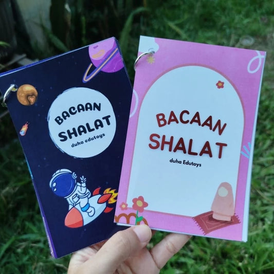 Flashcards Bacaan Solat Kanak-Kanak – Astronaut Blue / Flower Pink | 10×14cm | Teks Arab + Latin