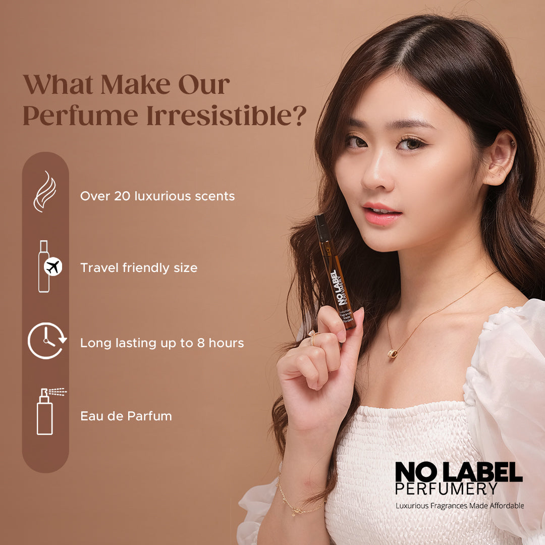 Official No Label Perfumery | Solat-Friendly | Singapore-Made | Eau De Parfum | Travel Size | 10 ML | 20 Various Scents
