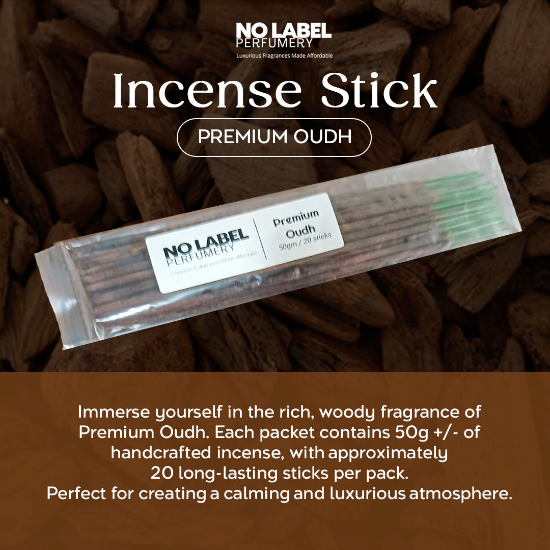 Official No Label Perfumery - Incense Sticks - Home Fragrance - 50gm / 20 Sticks